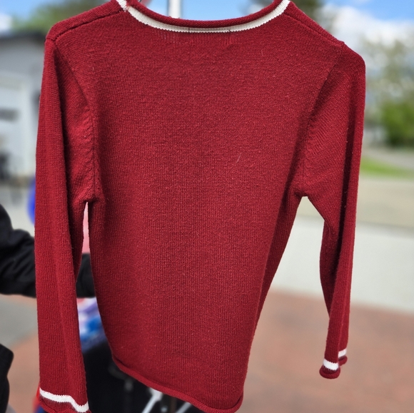 Ariat Red and White Crew Neck Sweater with Equestrian Design - Picture 2 of 4